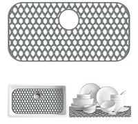 SAMSIER Silicone Sink Protectors for Kitchen Sink, Multiple Sizes Mats Grids for Bottom of Farmhouse Stainless Steel Porcelain Sink (28”x14.4”/71x36.6 cm, Rear Drain)