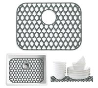 SAMSIER Silicone Sink Protectors for Kitchen Sink, Multiple Sizes Mats Grids for Bottom of Farmhouse Stainless Steel Porcelain Sink (19”x14”/48.3x35.6 cm, Rear Drain)