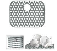 SAMSIER Sink Protectors for Kitchen Sink 13x11 &16x12 &19x14 &21x16 &22x13 &24x13 &26x14 &28x14 &30x16, Large Silicone Sink Mats Grid for Bottom of Farmhouse Sink (21”x16”, Rear Drain)
