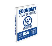 Samsill 0.5 Inch 3 Ring Binder, Made in USA, Economy Round Ring, Clear View Cover, 100 Sheet Capacity - for School, Home, Office - White