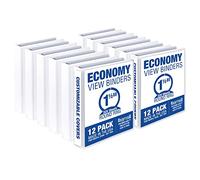 Samsill 1.5 Inch 3 Ring Binders, Made in USA, Economy Round Ring, Clear View Cover, 325 Sheet Capacity - for School, Home, Office - White, 12 Pack