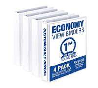 Samsill 1.5 Inch 3 Ring Binders, Made in USA, Economy Round Ring, Clear View Cover, 325 Sheet Capacity - for School, Home, Office - White, 4 Pack