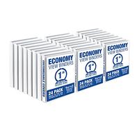 Samsill 1 Inch 3 Ring Binders, Made in USA, Economy Round Ring, Clear View Cover, 200 Sheet Capacity - for School, Home, Office - White, 24 Pack