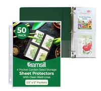 Samsill 50 Pack 4 Pocket Clear Sheet Protectors, Card Protectors for Postcards, Index Cards, Couponing, and Garden Seeds - Each Pocket Measures 3.5" x 5.25", Fits in Standard 3 Ring Binder