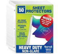 Samsill 50 Pack Heavy Duty Sheet Protectors, Non-Glare, 8.5x11 Inch Page Protectors for 3 Ring Binder, Letter Size Protectors with Reinforced Holes, Non-Glare Protector, Top Loading, Acid Free