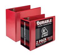 Samsill 6 Inch Red D Ring Binder, 2 Pack, Customizable Clear View, Eco-Friendly, Heavy-Duty Design, Lay-Flat Spine