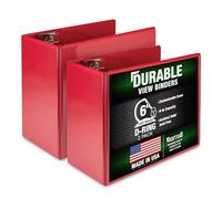Samsill 6 Inch Red D Ring Binder, 2 Pack, Customizable Clear View, Eco-Friendly, Heavy-Duty Design, Lay-Flat Spine