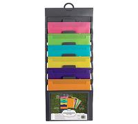 Samsill Cascading Wall File Organizer, Classrom Organization and Storage, 6 Removable Poly Hanging File Folders, Command Center Wall Organizer, Gray with Assorted Fashion Color Folders