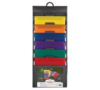 Samsill Modern Wall File Organizer, 6 Removable Poly Hanging File Folders, Classroom & Office Organization, Gray with Assorted Color Folders