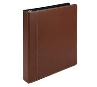 Samsill Contrast Stitch Leather 3 Ring Binder / Portfolio / Organizer / Planner, 3 Ring Binder 1 Inch, Holds 200 Sheets (8.5 x 11), Tan
