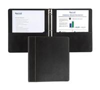 Samsill Contrast Stitch Leather 3 Ring Binder/Portfolio/Organizer/Planner, 3 Ring Binder 1 Inch, Holds 200 Sheets (8.5 x 11), Black