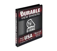 Samsill Durable 0.5 inch 3 Ring Binder, Made in USA, D Ring Binder,FSC 100% Recycled Chipboard, Black