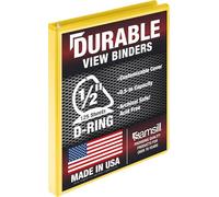 Samsill Durable 0.5 Inch Binder, Made in The USA, D Ring Binder, Customizable Clear View Cover, Lemon Yellow, Holds 125 Pages