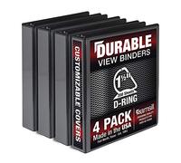 Samsill Durable 1.5 inch 3 Ring Binder, Made in USA, D Ring Binder, FSC 100% Recycled Chipboard, Black, 4 Pack