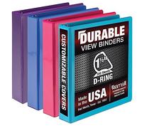Samsill Durable 1.5 inch 3 Ring Binder, Made in USA, D Ring Binder, FSC 100% Recycled Chipboard, Fashion Assortment, 4 Pack