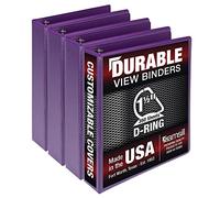 Samsill Durable 1.5 inch 3 Ring Binder, Made in USA, D Ring Binder, FSC 100% Recycled Chipboard, Purple, 4 Pack