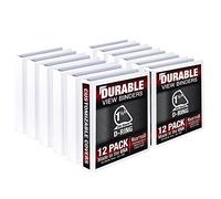 Samsill Durable 1.5 inch 3 Ring Binder, Made in USA, D Ring Binder, FSC 100% Recycled Chipboard, White, 12 Pack