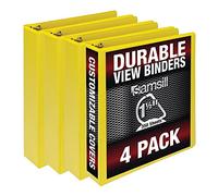 Samsill Durable 1.5 inch 3 Ring Binder, Made in USA, D Ring Binder, FSC 100% Recycled Chipboard, Yellow, 4 Pack