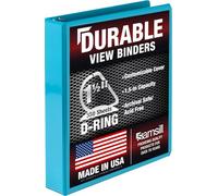 Samsill Durable 1.5 Inch Binder, Made in The USA, D Ring Binder, Customizable Clear View Cover, Sky Blue, Holds 350 Pages