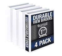 Samsill Durable 1.5 Inch Binder, Made in The USA, Round Ring Customizable Clear View Binder, White, 4 Pack (MP48457)