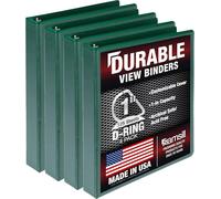 Samsill Durable 1 inch 3 Ring Binder, Made in USA, D Ring Binder, FSC 100% Recycled Chipboard, Green, 4 Pack
