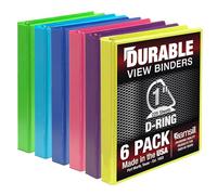 Samsill Durable 1 inch 3 Ring Binder, Made in USA, D Ring Binder, FSC 100% Recycled Chipboard, Island Assortment, 6 Pack