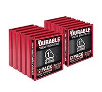 Samsill Durable 1 inch 3 Ring Binder, Made in USA, D Ring Binder, FSC 100% Recycled Chipboard, Red, 12 Pack