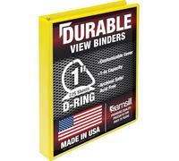 Samsill Durable 1 inch 3 Ring Binder, Made in USA, D Ring Binder, FSC 100% Recycled Chipboard, Yellow