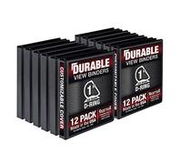 Samsill Durable 1 Inch Binder, Made in The USA, D Ring Binder, Customizable Clear View Cover, Black, 12 Pack, Each Holds 225 Pages