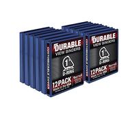 Samsill Durable 1 Inch Binder, Made in The USA, D Ring Binder, Customizable Clear View Cover, Blue, 12 Pack, Each Holds 225 Pages