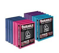 Samsill Durable 1 Inch Binder, Made in The USA, D Ring Binder, Customizable Clear View Cover, Fashion Assortment, 12 Pack, Each Holds 225 Pages