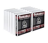 Samsill Durable 1 Inch Binder, Made in The USA, D Ring Binder, Customizable Clear View Cover, White, 12 Pack, Each Holds 225 Pages