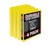 Samsill Durable 1 Inch Binder, Made in The USA, D Ring Binder, Customizable Clear View Cover, Yellow, 4 Pack, Each Holds 225 Pages