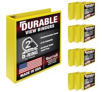 Samsill Durable 2" D Ring, Made in USA, Customizable Clear Cover, Yellow, Pack of 12, Capacity 475 Pages