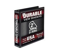 Samsill Durable 2 Inch Binder, Made in The USA, D Ring Binder, Customizable Clear View Cover, Black, Holds 475 Pages