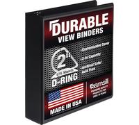 Samsill Durable 2 Inch Binder, Made in The USA, D Ring Binder, Customizable Clear View Cover, Black, Holds 475 Pages