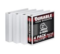 Samsill Durable 2 Inch Binder, Made in The USA, D Ring Customizable Clear View Binder, White, 4 Pack, Holds 480 Pages
