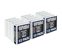 Samsill Durable 2 Inch Binder, Round Ring Customizable Clear View Binder, Black, 12 Pack