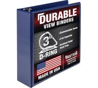 Samsill Durable 3 inch 3 Ring Binder, Made in USA, D Ring Binder, FSC 100% Recycled Chipboard, Blue