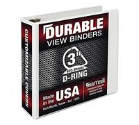 Samsill Durable 3 inch 3 Ring Binder, Made in USA, D Ring Binder, FSC 100% Recycled Chipboard, White