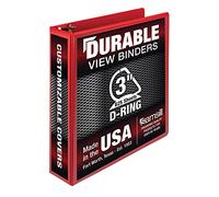 Samsill Durable 3 Inch Binder, Made in The USA, D Ring Binder, Customizable Clear View Cover, Red, Holds 625 Pages