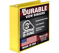 Samsill Durable 3 Inch Binder, Made in USA, D Ring Binder, FSC 100% Recycled Chipboard, Yellow