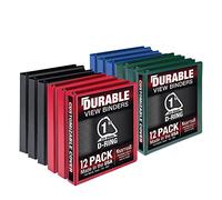 Samsill Durable 3 Ring Binder Made in The USA, 1-Inch D Ring Binder, Holds 225 Sheets, Customizable Clear View Cover, Basic Assortment, 12 Pack (MP126409)