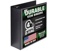 Samsill Durable 4 Inch Binder, Made in the USA, Locking D Ring Binder, Customizable Clear View Cover, Black, Holds 775 Pages