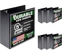 Samsill Durable 5 Inch Binder, Made in the USA, Customizable Clear Binder with Locking D-Ring - Black - 6 Pack, Each Holds 1050