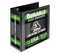 Samsill Durable 5 Inch Binder, Made in The USA, D Ring Binder, Customizable Clear View Binder, Black, Holds 1050 Pages