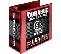 Samsill Durable 5 Inch Binder, Made in The USA, D Ring Binder, Customizable Clear View Cover, Red, Holds 1050 Pages