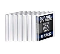 Samsill Durable .5 Inch Binder, Made in The USA, Round Ring Customizable Clear View Binder, White, 8 Pack (S88417)