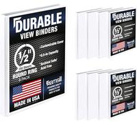 Samsill Durable .5 Inch Binder, Made in The USA, Round Ring Customizable Clear View Binder, White, 8 Pack (S88417)