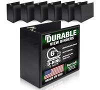 Samsill Durable 6 inch 3 Ring Binder, Made in USA, Locking D Ring 100% Recycled Chipboard, Black, 6 Pack